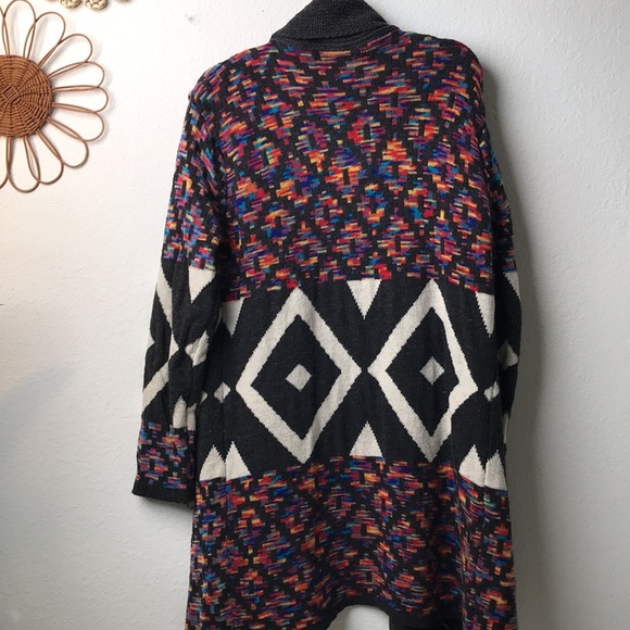 Anthropologie Northern Angel Multicolor Geometric Pattern Women's Cardigan - Picture 4 of 5